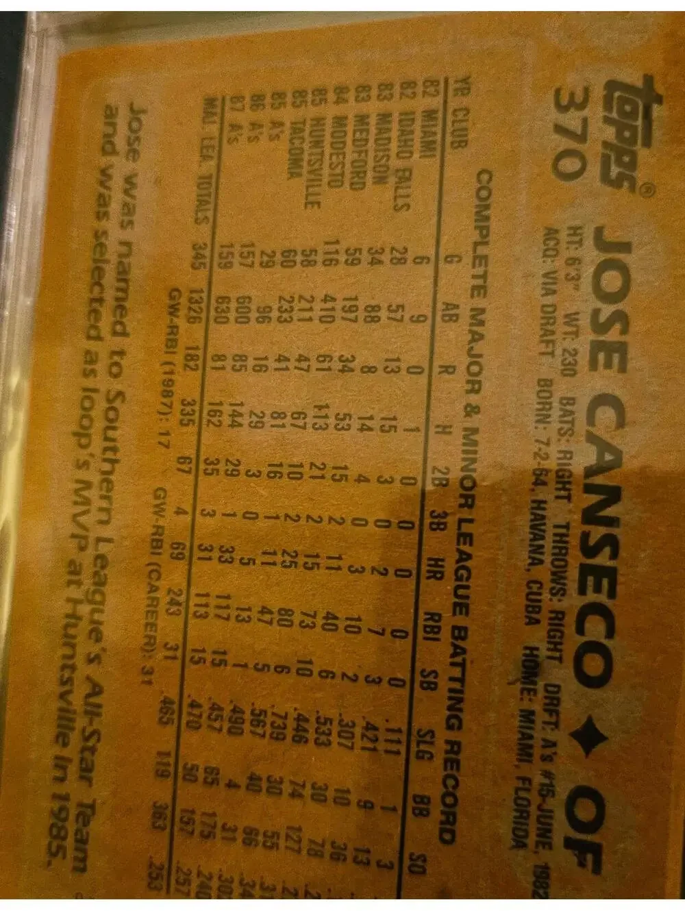 Topps jose canseco
